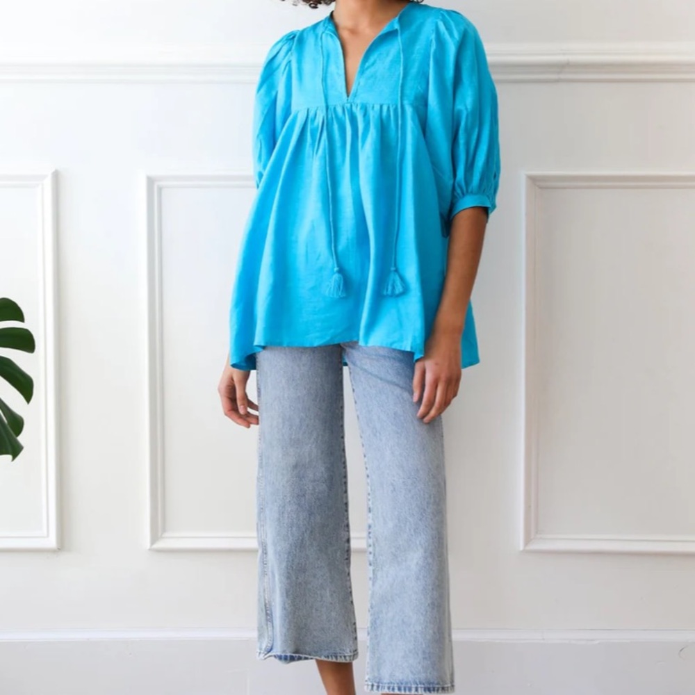 🩵MILLE Thalia Top Aqua Linen XXS🩵 New w Tags!